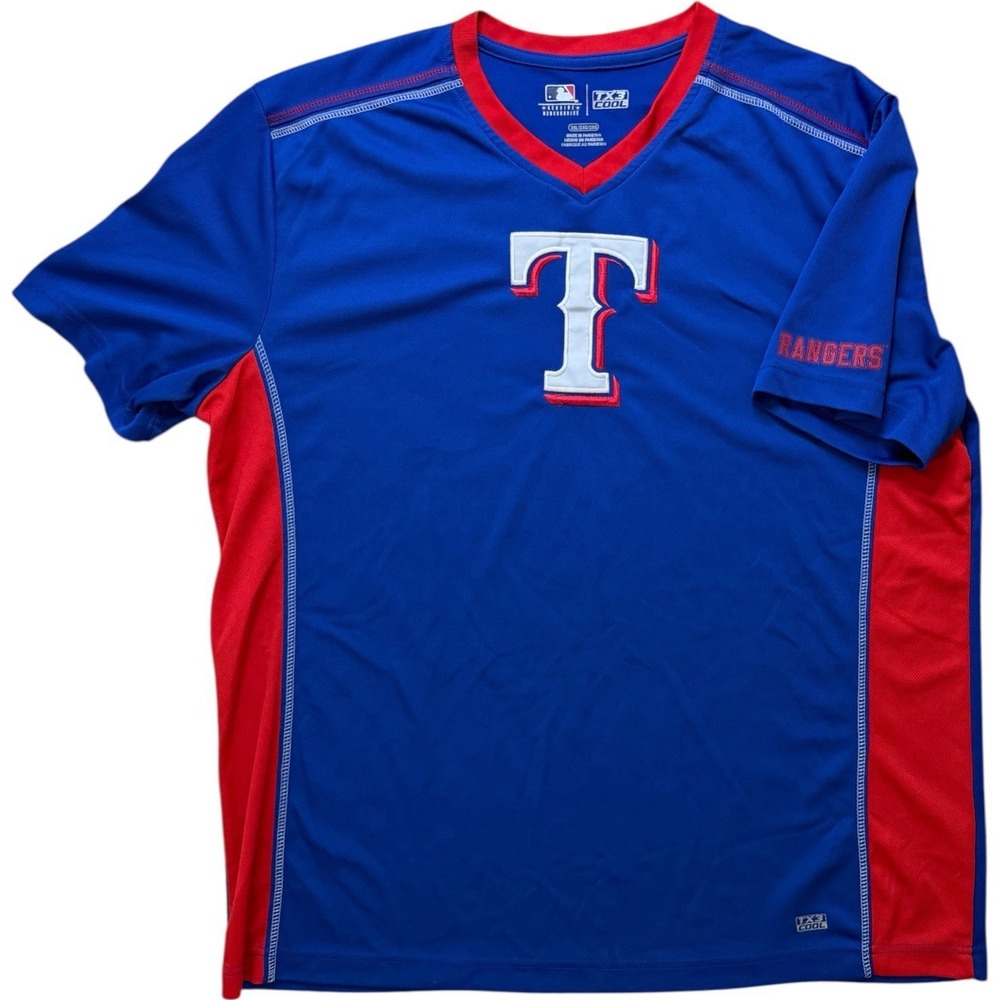 Texas Rangers MLB Genuine Merchandise TX3 Cool V- Neck Jersey Shirt Size 2XL